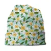 Berets Plumeria Aloha Vailies Knit kapelusz hawajski tropikalne kwiaty piękne śliwki Brimeless dzianin Prezent Skullcap Casual