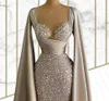 High End syrenka wieczorna sukienka Cap Rleeves 2024 Sweetheart Crystal Peads Długie sukienki na bal