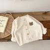 かわいいベア秋の赤ちゃんニットコート韓国チャイルドレンズカーディガンジャケット長いスリーブトップセーターアウトドアウェア240306