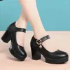 Dress Shoes Waterproof Platform Work Thick Heel Model Single High Cheongsam Catwalk Plus Size Women's Soft Leather Shoe