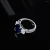 Anéis de Cluster Modelos 925 Sterling SilverOval 5CT Sapphire Alto Carbono Diamante Gemstone Casamento Noivado Fine Jewelry Anel para Mulheres