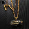 Hip Hop le monde est à vous dirigeable couleur or cubique Zircon colliers pendentifs pour hommes bijoux avec chaîne de Tennis 208s