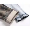 Dżinsy rozdarte plaster Slim Fit Camuflage patchwork jeansowy małe nogi długie spodnie