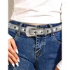 Belts Silver Color Waist Belt Adjustable Rhinestone Buckle For Woman Girls Thin Full Sequins Strap Jeans Dress