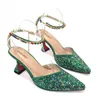 Sapatos de vestido 2024 mais recente verde e sacos conjuntos decorados com cunhas de strass para mulheres conjunto de sapato africano festa