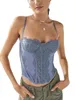 Vrouwen Tanks Vrouwen Mesh Bustier Y2K Sexy Push Up Kant Trim Uitgebeend Corset Zomer Uitgaan Party Crop cami Top