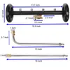 Tool Daily Nettoyeur de train de roulement double fonction, nettoyeur de surface pour nettoyeur haute pression, 16 pouces, balai à eau de lavage de voiture sous la carrosserie avec 3 baguettes d'extension, 4000