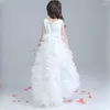 Girl Dresses 2024 Girls Dress Princess Baby Bridesmaid Train Wedding Long Tail Kids Evening Party DQ259