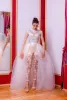 gorgeous wedding dresses jumpsuits with detachable train lace appliques plus size bridal gowns pants suits robe de