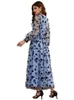 Vêtements ethniques Automne Maroc Robe Femmes Musulmanes Imprimer Dentelle Abaya Inde Abayas Dubaï Turquie Robes de Soirée Kaftan Robe Robes