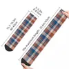 Men's Socks Blue And Orange Plaid Art Kawaii Shopping Cartoon Pattern