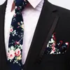 Bow Ties Classic Versatile 6cm Cotton Flower Slim Tie and NapperChief Set for Wedding Party Present Office Business Casual Paisley Slitte