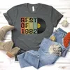 女性用Tシャツ1982ベストメンズパーティー40歳の誕生日シャツ100％コットンストリート衣類女性Tシャツ短袖トップ240322
