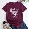 Dames T-shirts Zonsopgang Zonnebrand Zonsondergang Herhaal Shirt Grappige Familie Zomervakantie T-shirts Sassy Vrouwen Beach Party Tops Tees