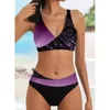 Swimwear femminile 2024 A alta vita Donne retrò costume da bagno con costume da bagno femminile stampa bikini estate da bagno a due pezzi