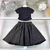 Fashion kids tracksuits Princess dress Size 100-150 CM summer baby clothes Logo printing girls Slim fit T-shirt and long skirt 24Mar