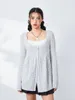 Women's Knits Women S Cable Knit Sweaters Casual Long Sleeve Square Neck Button Down Loose Tops