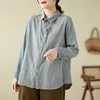 Damenblusen, Baumwolle, Damen-Shirt, einfarbig, 2024, Herbst, Frühling, Strickjacke, Stickerei, lockere Mode, lange Ärmel, Basic-Oberteile, YoYiKamomo