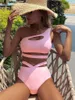 Women's Swimwear Sexy Bikini Push Up One Shoulder Swimsuit Women Bandage High Waist Bathing Suit Woman Beach Wear Bather Maillot De Bain