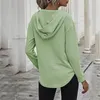 Kvinnors hoodies tröjor för kvinnor 2024 Spring V-ringad damer Solid Color Drawstring Pullovers Fashion Long Sleeve Top Sweatshirt
