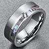 With Side Stones 2024 Fashion Jewelry Mens Ring Matte Surface Abalone Shell Tungsten Steel For Men Wedding Engagement Couple Gift