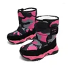 أحذية المشي 2024 Winter Children Sports Camo Snow Boots Warm Cotton Outdoor Anti Slip