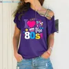 Dames T-shirt Ik hou van damesfeestjes leuke retro T-shirts beste cadeau tops en casual onregelmatige skeleton cross bandage tops 240323