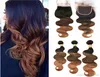 1B 4 30 중간 Auburn Ombre Body Wave Human Hair 3BUNDLES 4x4 레이스 전면 폐쇄 3TONE 3TONE OMBRE MALAYSIAN HAIR WEFTS with ClosU1782916