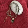 Pendentifs Collier enroulé en cuir numérique Vintage noir dégoulinant de cœur d'amour