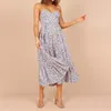 Casual Dresses For Girls Teens Summer Spaghetti Strap Outfits Women 2024 Sexy V Neck Floral Printed Loose Dress Women'S Clothing