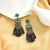 Kolczyki Dangle Vintage Owad Czarna lina Tassel Cafer Wiselant Drop for Halloween Design Biżuter