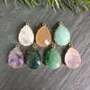 Pendant Necklaces Natural Gemstone Charm Sunstone Amazonite Amethyst Healing Crystal For Earring Necklace DIY Jewelry Findings