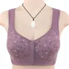 Bras Push Up Full Bra Plus Tamaño Algodón Mujer Ropa interior Cierre frontal Bralette inalámbrico Transpirable Suave Deporte Sin costuras Fino