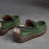 Повседневная обувь Johnature, весна-осень 2024, женские лоферы ручной работы на плоской подошве из натуральной кожи в стиле ретро с круглым носком на мягкой подошве