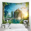 Tapisseries de décoration de fond de château magique, tapisserie murale nordique bohème Hippie pour chambre à coucher et salon