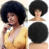 Парики Афро-парики 70-х годов для чернокожих женщин Короткие афро-кудрявый вьющийся парик Женский парик из синтетических волос блондинка с чёлкой для вечеринки Косплей Хэллоуин