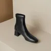 Botas Qutaa 2024 Mulheres Tornozelo Genuíno Couro Redondo Toe Maduro Zipper Sapatos Mulher Escritório Senhora Outono Inverno Tamanho 34-39