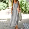 Large Size Womens Clothing New Style Dress Summer Cotton and Linen Solid Color Fashion Repair