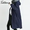 Płaszcze damskie okopy jesienne duży rozmiar solidnego koloru kieszeni z kapturem wiatrówki odzież wierzchnia khaki płaszcz femme
