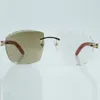Direktvertrieb neueste hochwertige photochrome (braune oder graue) Schneidlinsen-Sonnenbrille 4189706-A, rote Naturholzstäbchen, Größe 58-18-135 mm