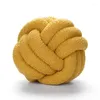 枕の手作りの結び目ボール快適なラムズウールロール装飾シンプルなソファラウンドバックS EA0122