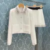 Women's Jackets White Blazer Hand-beaded Diamond Versatile Skirt A-line Set Two-piece Spring Style