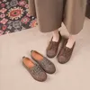 Casual Shoes Flat Women Leather Soft Low Heels Ladies For Loafers äkta våren vår2024