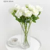 Faux Floral Greenery 3/5Pcs Artificial Flowers Silk Rose Long Branch Bouquet for Home Decor Wedding Decoration Fake Flowers DIY Vase Gift Accessories Y240322