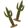 Dekorativa blommor 2 st Cactus Model Office Decor Crafts Desktop For Mini House Tiny PVC Figurines Garden Miniature Ornament