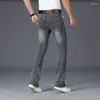 Erkekler Kot Bahar Sonbahar 2024 Akıllı İş Koreli Moda Düz Düzenli Denim Pantolon Klasik Erkekler Artı Beden Pantolon U01