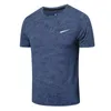 T-shirt d'été à manches courtes en soie glacée pour hommes, vêtements élastiques à séchage rapide, vêtements de fitness et de plein air, haut respirant et absorbant la transpiration