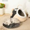 Cat Beds Furniture Warm Cave Cat Bed for Cats Indoor Washable Self-Warming Cat Beds Calming Tent House for Pet Puppies Small Dogs Non Slip Bottom Y240322