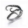 Pierścienie zespołowe Punk osobowość tytanowa Pierścień stalowy Octopus Otwarcie delikatna biżuteria mody upuszcza biżuteria DH6CB