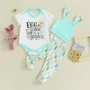 Conjuntos de roupas Bebê Menino Páscoa Outfit Manga Curta Bodysuit Ovo Romper Pant Set com Chapéu Nascido Infantil Roupas de Verão